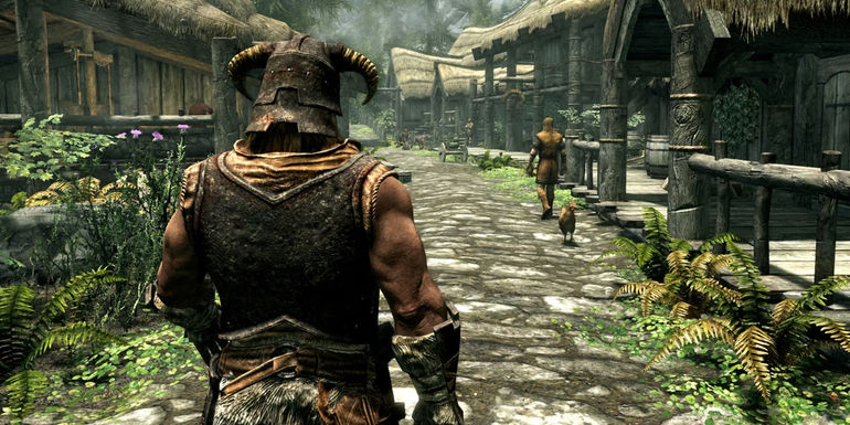 A screenshot from The Elder Scrolls 5: Skyrim showing the Dovahkiin walking through Riverwood. - Skyrim's wealth of mods has helped to sustain the game's longevity as fans anxiously await news about the next entry in the Elder Scrolls franchise