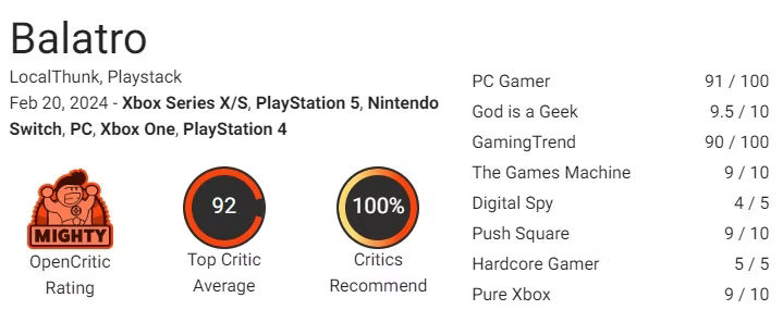 balatro reviews - Highest-Rated Games of 2024 So Far