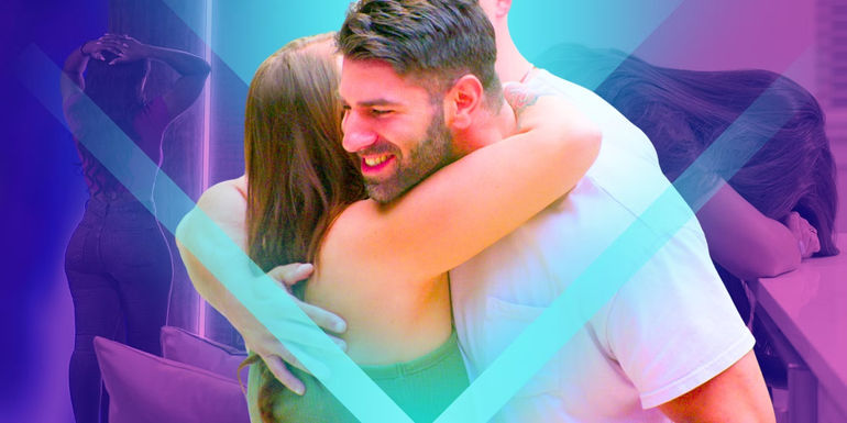 Love Is Blind's Trevor and Chelsea hugging with montage of upset cast in the pods - Trevor Sova Had A Girlfriend During Filming