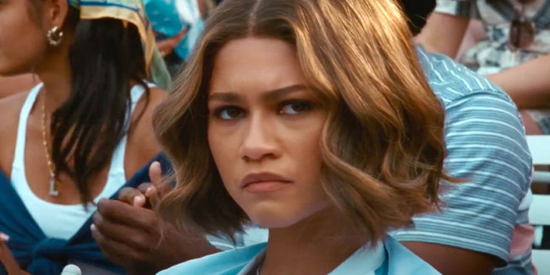 Zendaya glaring in a crowd in Challengers