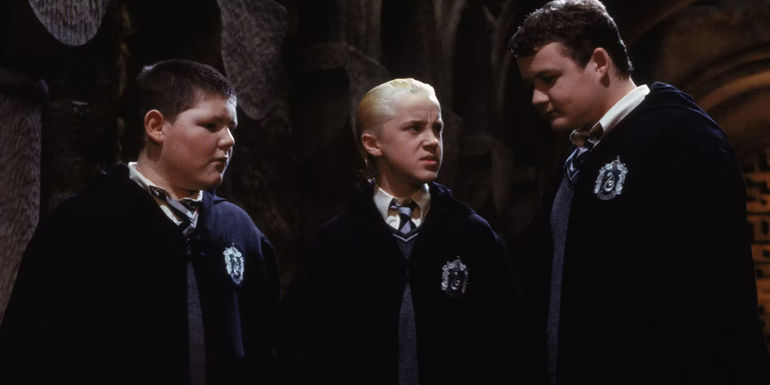 Draco talking to Crabbe and Doyle in Harry Potter