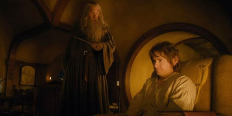 Gandalf talking to Bilbo in The Hobbit An Unexpected Journey
