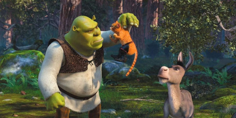 Shrek, Donkey, and Puss in Boots in Shrek 2