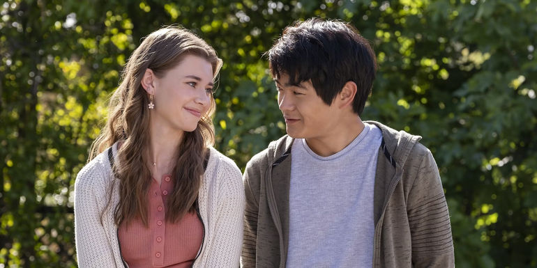 Jin and Amelia looking at each other in American Born Chinese Season 1 