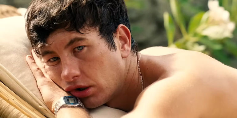 Barry Keoghan as Oliver lounging in Saltburn