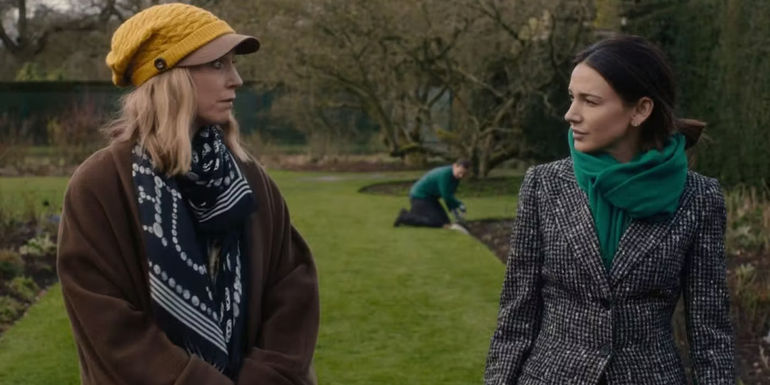 Hattie Morahan as Caroline Burkett and michelle keegan as maya in fool me once