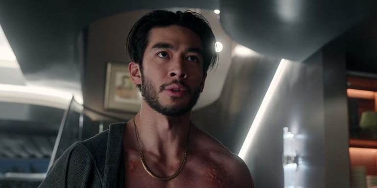 Justin Chien as Charles Sun ready to fight in The Brothers Sun