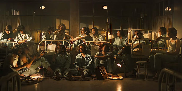 The 16 survivors in Society of the Snow in the hospital