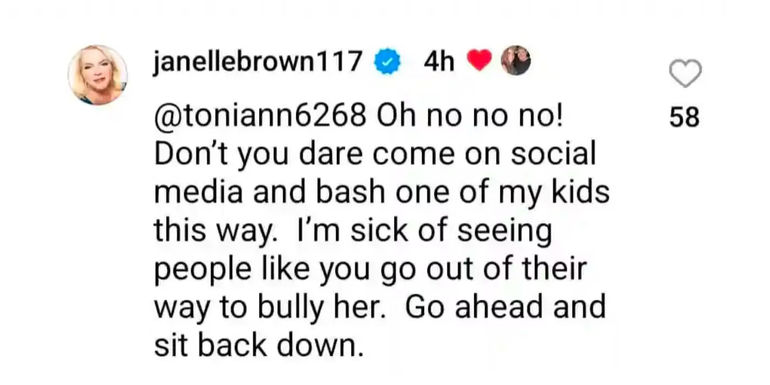 Janelle Brown from Sister Wives on Instagram defending Mykelti