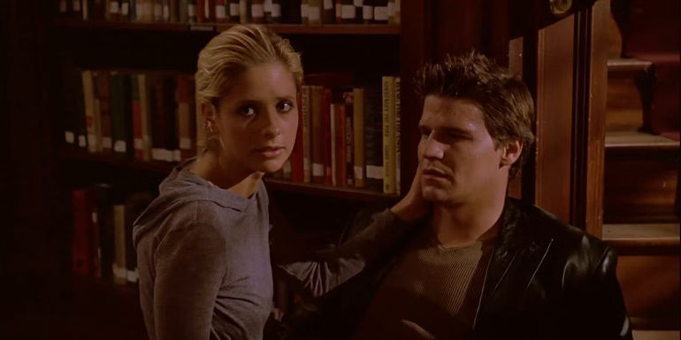 Buffy and Angel Looking Sad in Buffy the Vampire Slayer