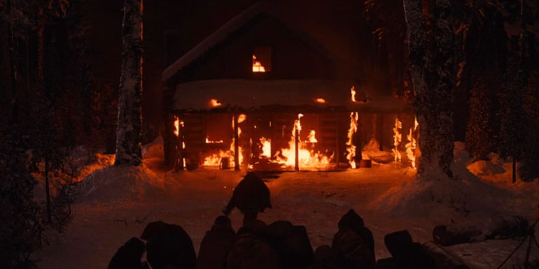The cabin burning in Yellowjackets season 2 episode 9 ending