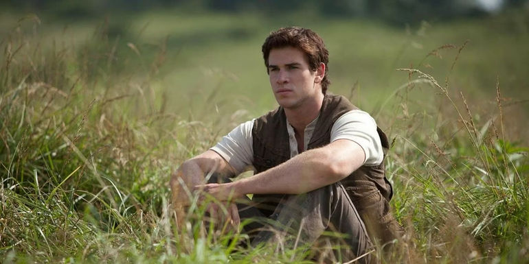 Gale sitting in the meadow alone in The Hunger Games. 