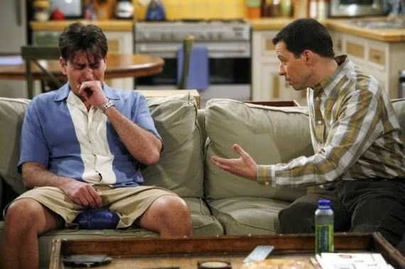 Charlie Sheen and Jon Cryer on Two and a Half Men