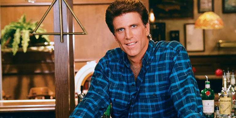 Ted Danson as Sam Malone in a plaid shirt in Cheets