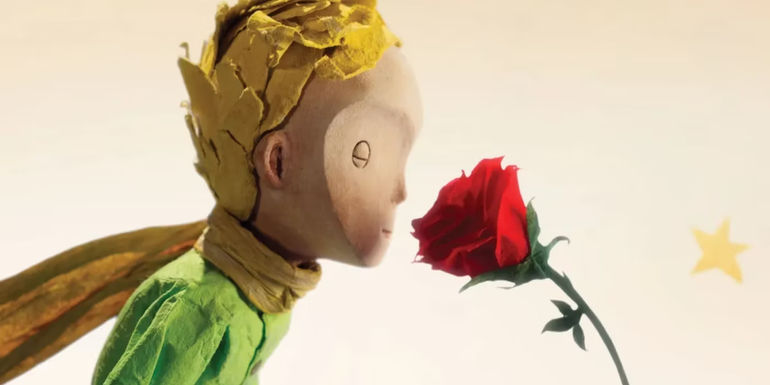 The Little Prince smelling his Rose in The Little Prince 