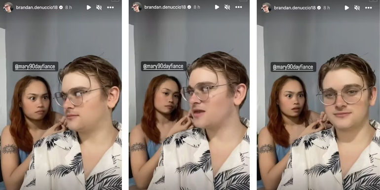 Brandan Mary from 90 Day Fiance doing a funny story video on Instagram