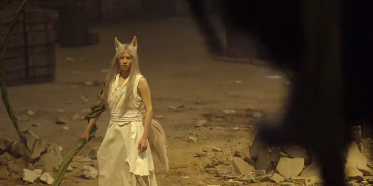 Jun Shison in Kurama's demon fox form in YuYu Hakusho