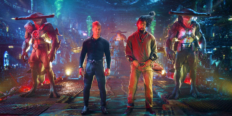 Patrick Wilson as Orm and Jason Momoa As Arthur Curry Flanked By Shark Guards In Aquaman and the Lost Kingdom