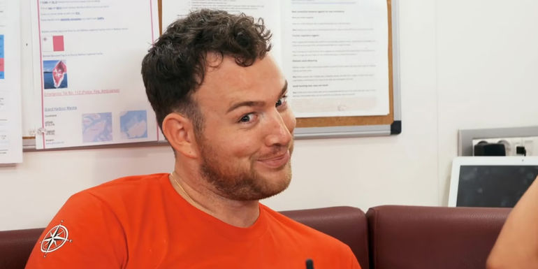 Kyle Viljoen From Below Deck Med giving a strange expression