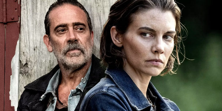 Jeffrey Dean Morgan as Negan and Lauren Cohan as Maggie in Walking Dead