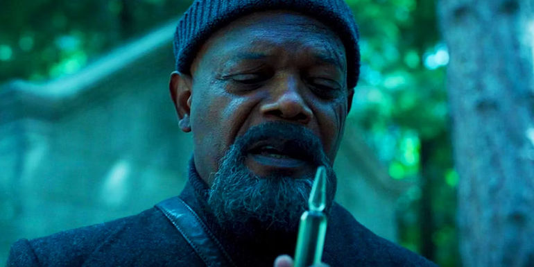 Nick Fury (Samuel L. Jackson) looks at The Harvest in Secret Invasion