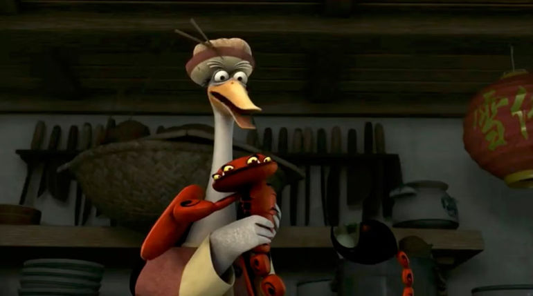 Mr. Ping and Scorpion in Mr. Ping's restaurant Kung Fu Panda: Legends of Awesomeness
