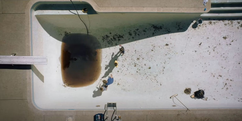 The abandoned pool in Night Swim