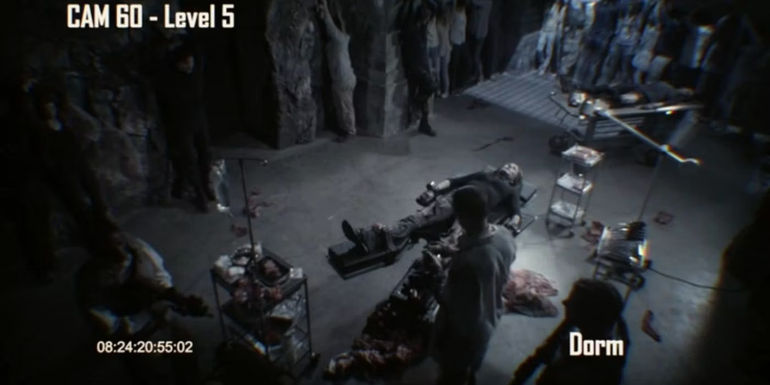 The Mount Weather operating room on a closed circuit TV.