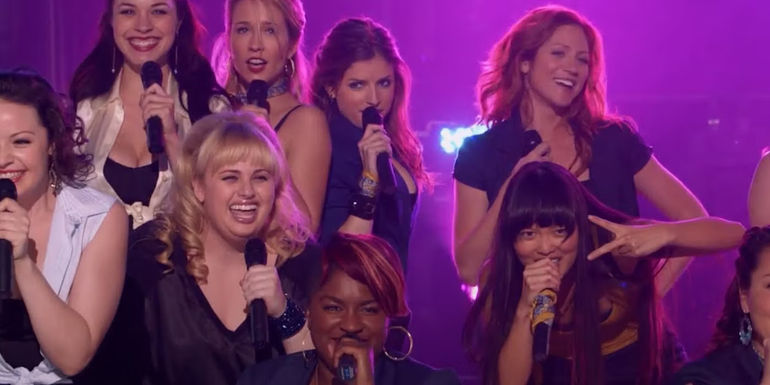 The Barden Bellas singing at the end of Pitch Perfect