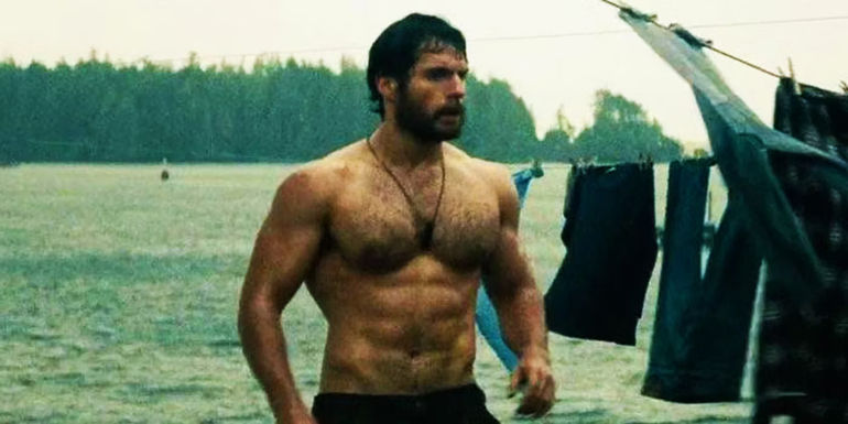 Henry Cavill topless as Clark Kent in Man of Steel