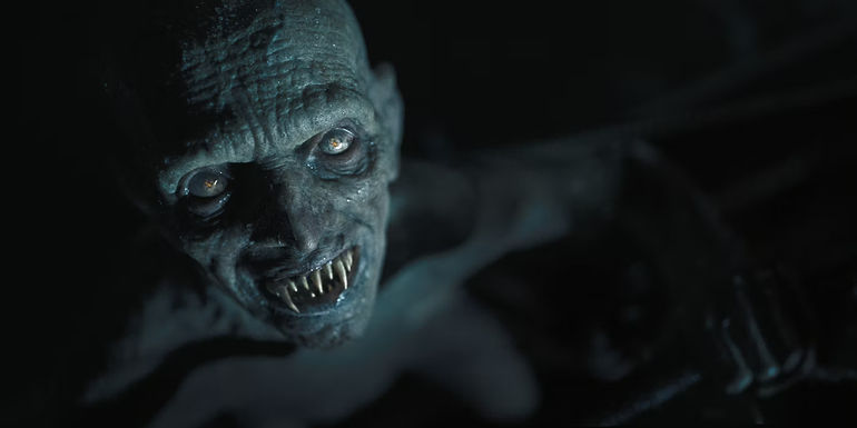 Javier Botet as Dracula Showing Teeth in The Last Voyage of the Demeter
