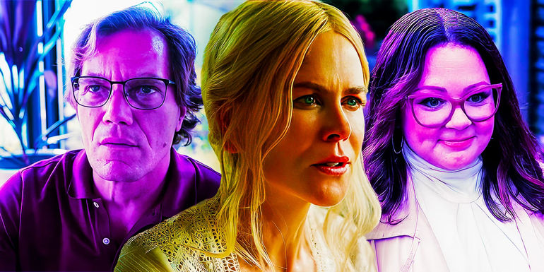 Michael Shannon, Nicole Kidman, and Melissa McCarthy as Napoleon, Masha, and Frances in Nine Perfect Strangers