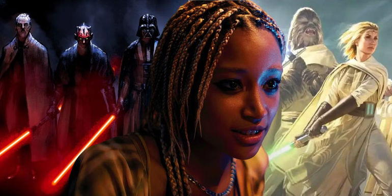 Split Image of Amandla Stenberg in Bodies Bodies Bodies with Sith and Jedi.