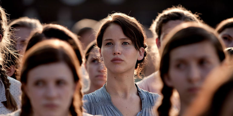 Jennifer Lawrence as Katniss Everdeen in The Hunger Games