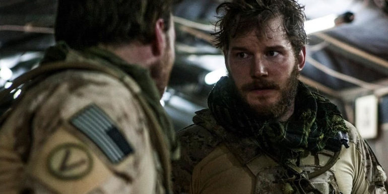 Chris Pratt talking to a Navy SEAL in The Terminal List.