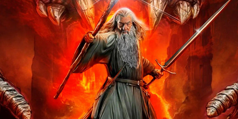 Gandalf's Exhilarating Showdown with the Balrog: A Breathtaking Masterpiece of Lord of the Rings Art