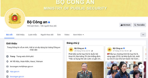Kênh Facebook chính thức của Bộ Công an tiết lộ thông tin cảnh báo tội phạm mới