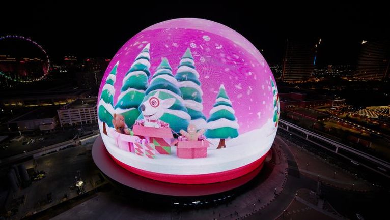 Target's Bullseye Delights Las Vegas Crowd in Festive Sphere Appearance