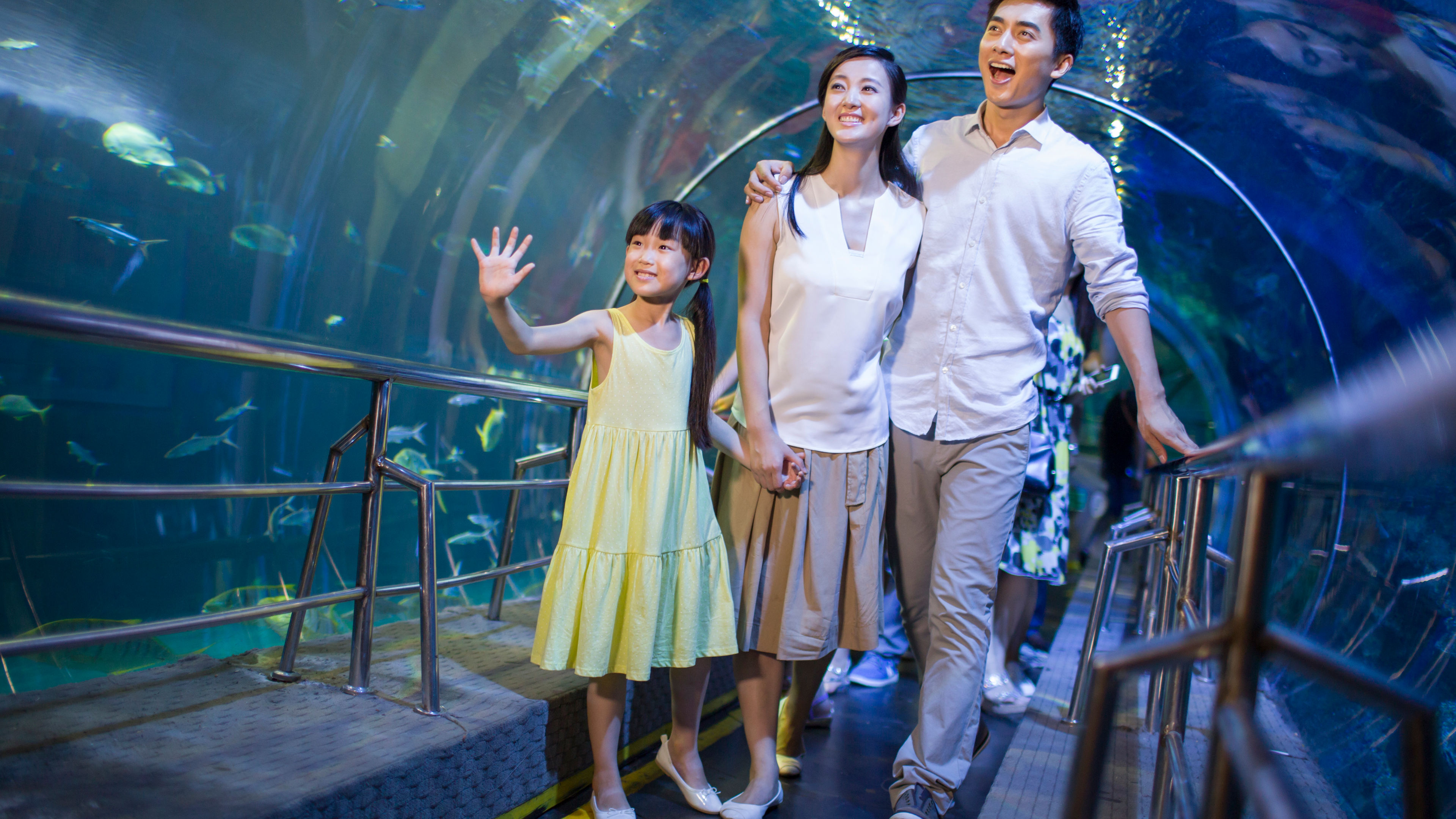 Young Family in Aquarium