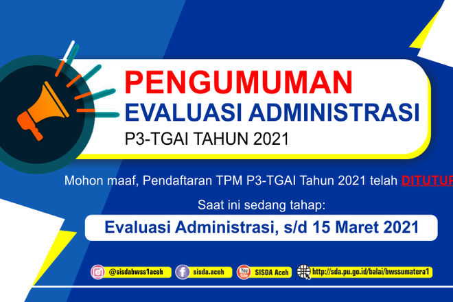 Pengumuman Evaluasi Administrasi Anggota TPM TA 2021