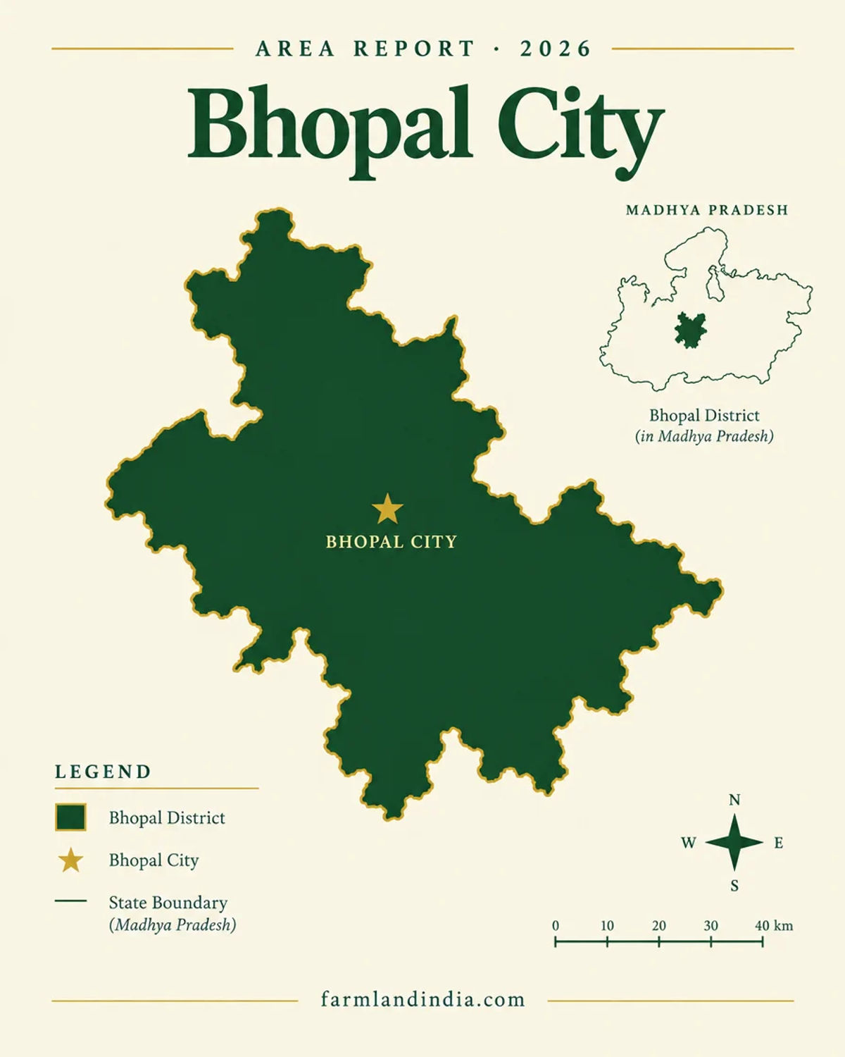 Locator map of Bhopal City in Bhopal district, Madhya Pradesh