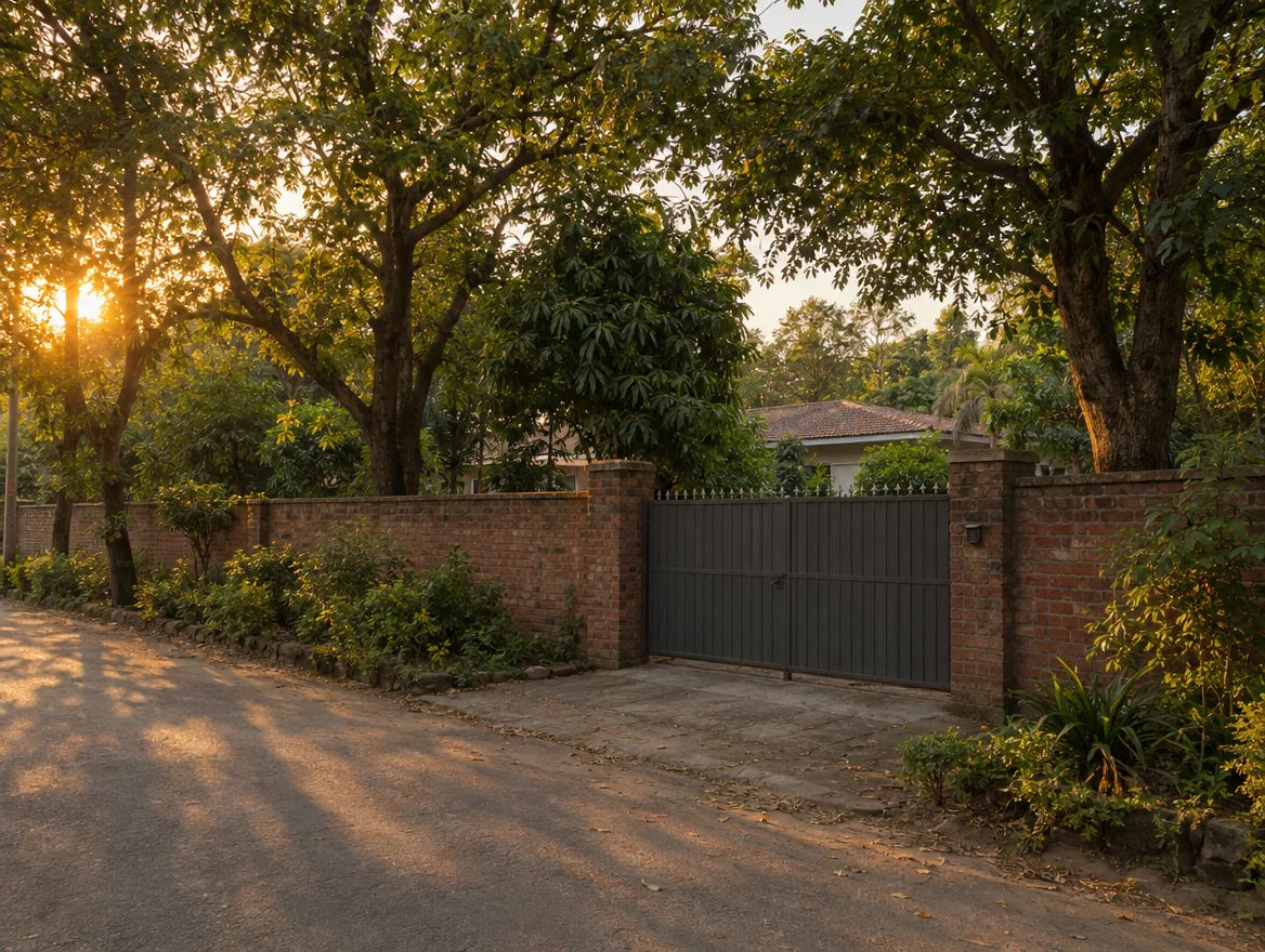 Walled one-acre farmhouse plot on a quiet lane in Chhatarpur, South Delhi