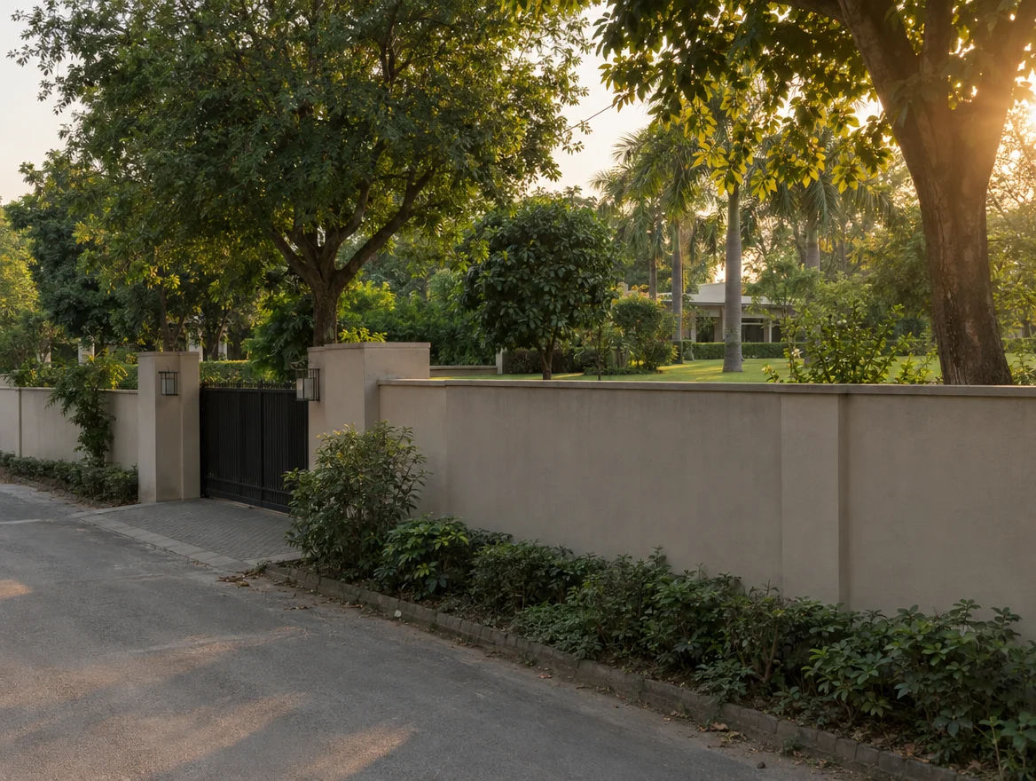 Walled farm plot on a quiet lane in Rajokri, South Delhi