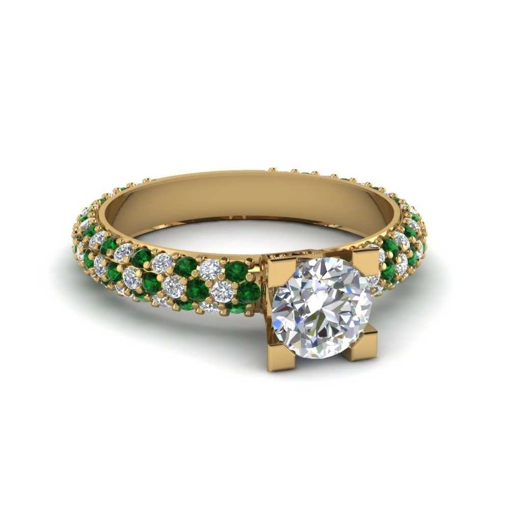 Featured Image of Emerald And Diamond Three Row Reversible Anniversary Bands In 14K Gold