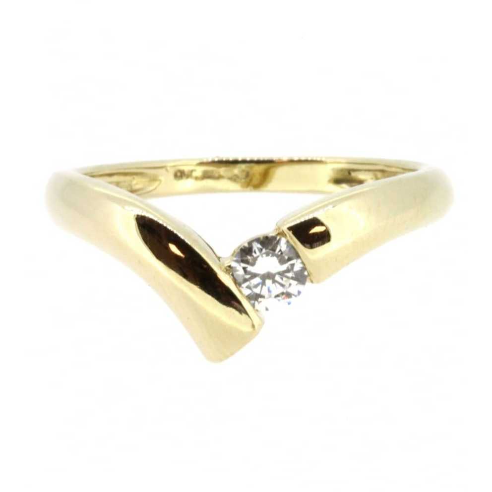 14ct Yellow Gold Cubic Zirconia Wishbone Ring Throughout Best And Newest Classic Wishbone Rings (Photo 16 of 25)