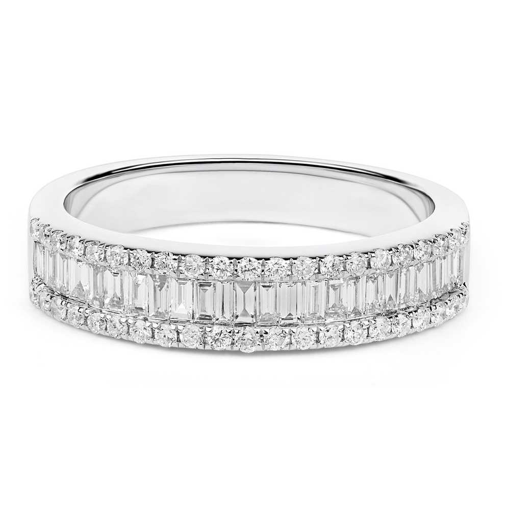 Featured Image of Round And Baguette Diamond Anniversary Bands In White Gold