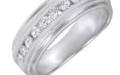 Mens White Gold Wedding Bands with Diamonds