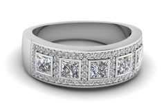 Princess-cut and Round Diamond Anniversary Bands in White Gold