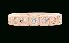 25 Best Collection of Champagne and White Diamond Edge Anniversary Bands in Rose Gold