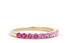 Pink Sapphire Semi Eternity Rings